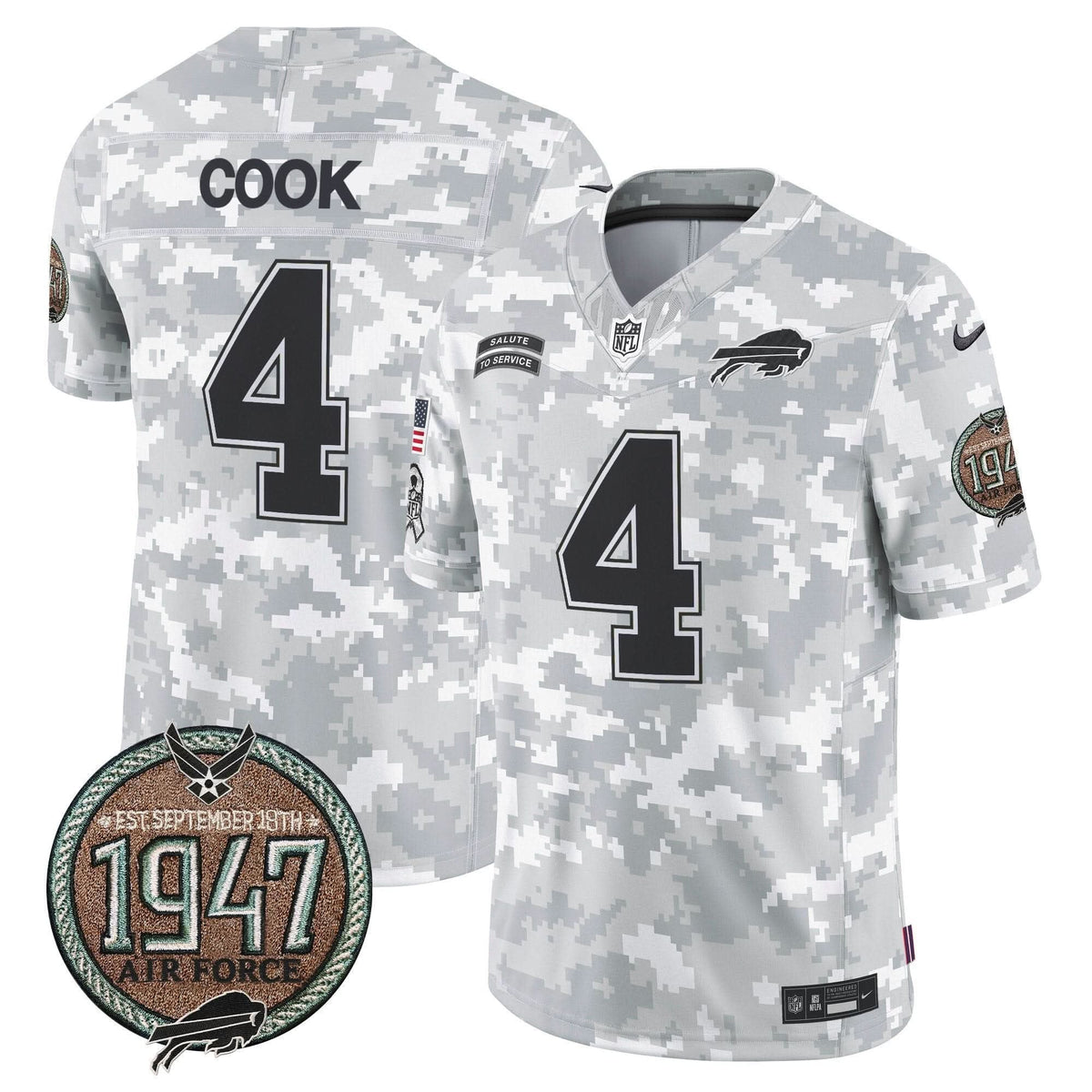 Bills 2024 Salute to Service Establishment Year Patch Vapor Limited Jersey - All Stitched - image 26