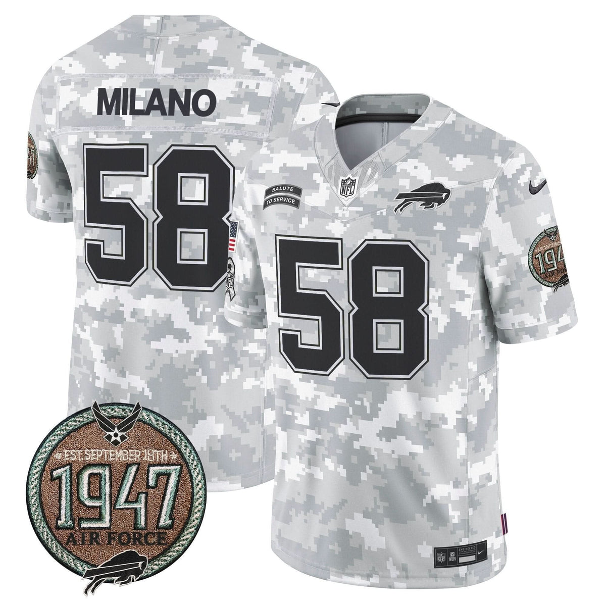 Bills 2024 Salute to Service Establishment Year Patch Vapor Limited Jersey - All Stitched - image 29