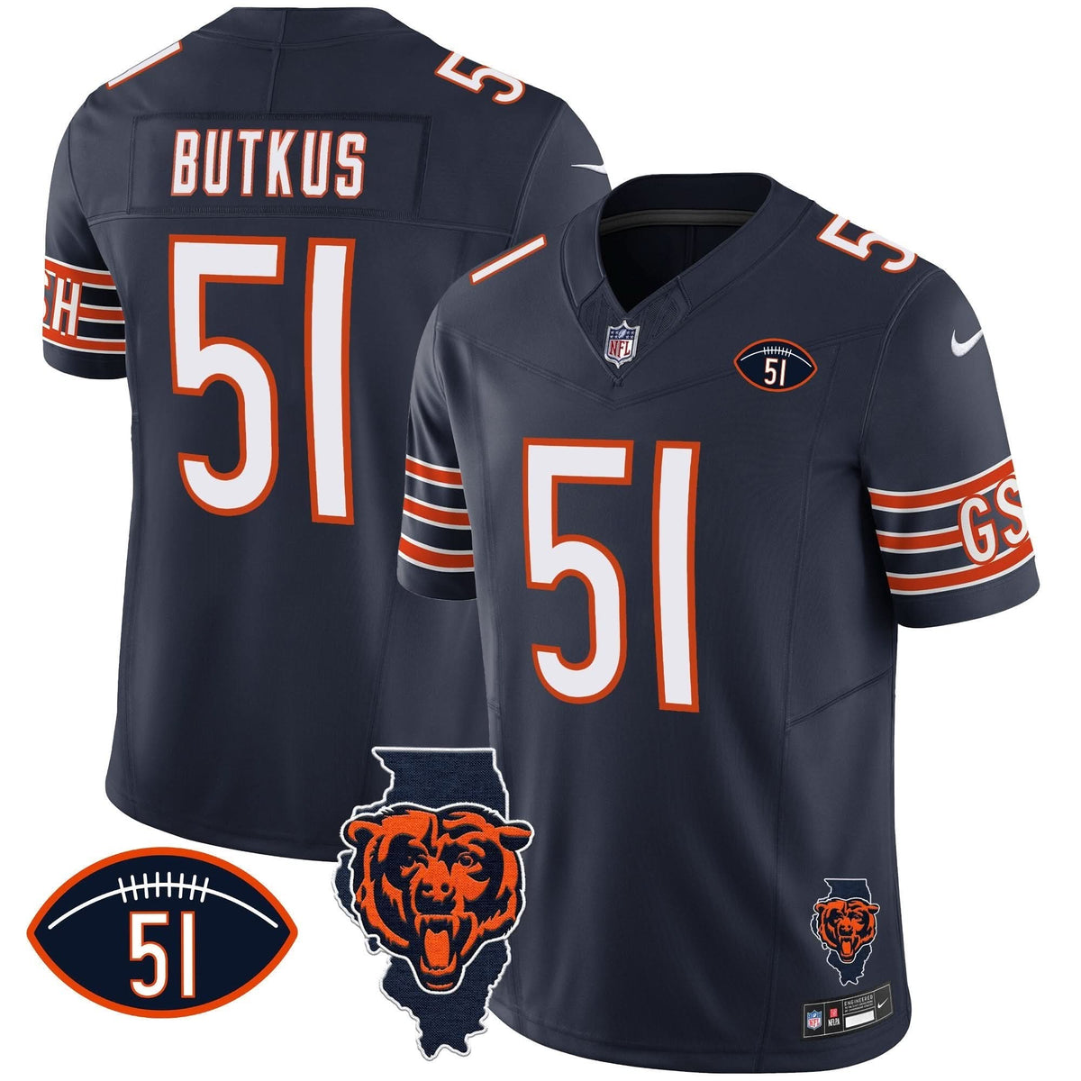Bears Illinois Patch Vapor Jersey - All Stitched - image 10
