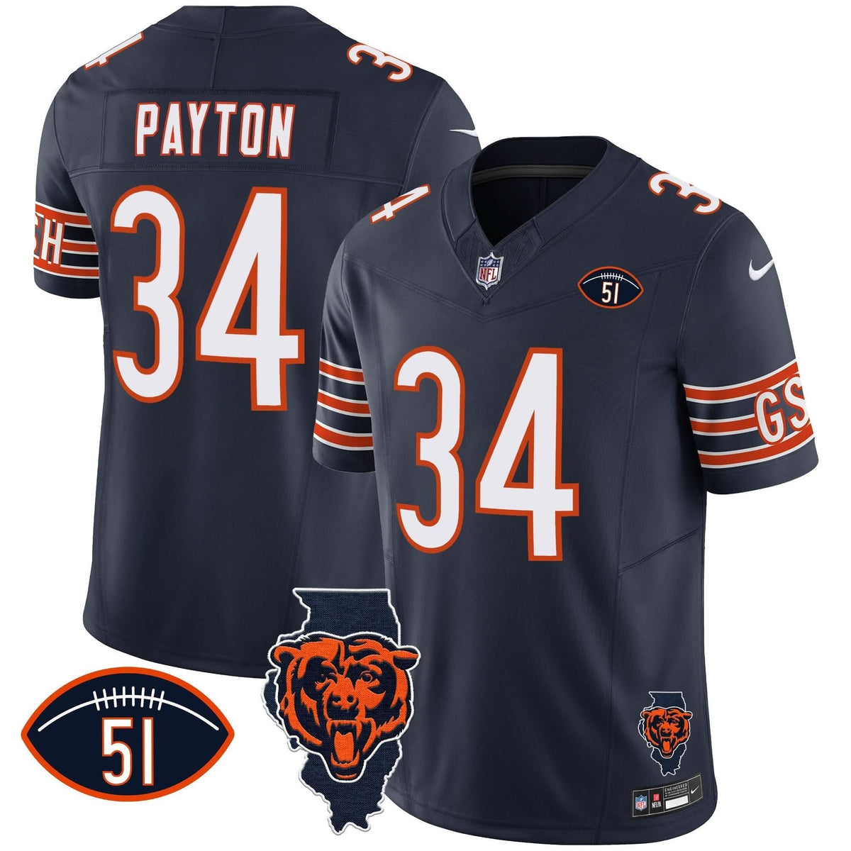 Bears Illinois Patch Vapor Jersey - All Stitched - image 13
