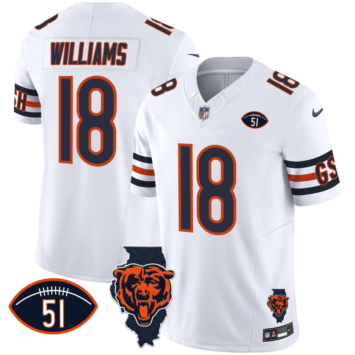 Bears Illinois Patch Vapor Jersey - All Stitched - image 15