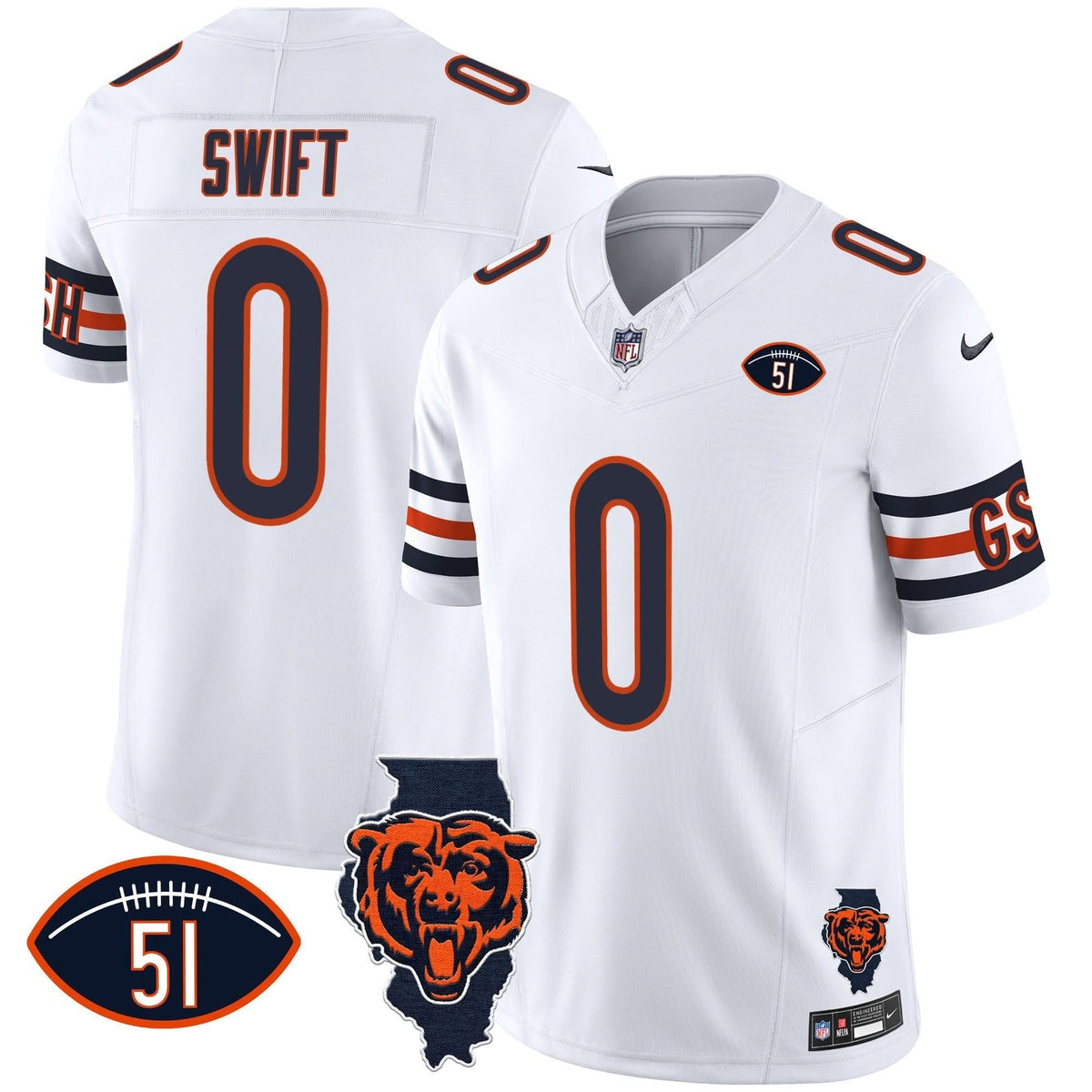 Bears Illinois Patch Vapor Jersey - All Stitched - image 16