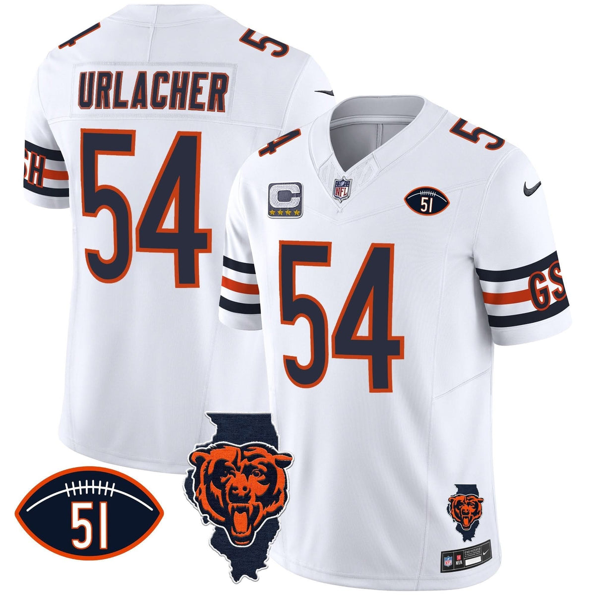 Bears Illinois Patch Vapor Jersey - All Stitched - image 18