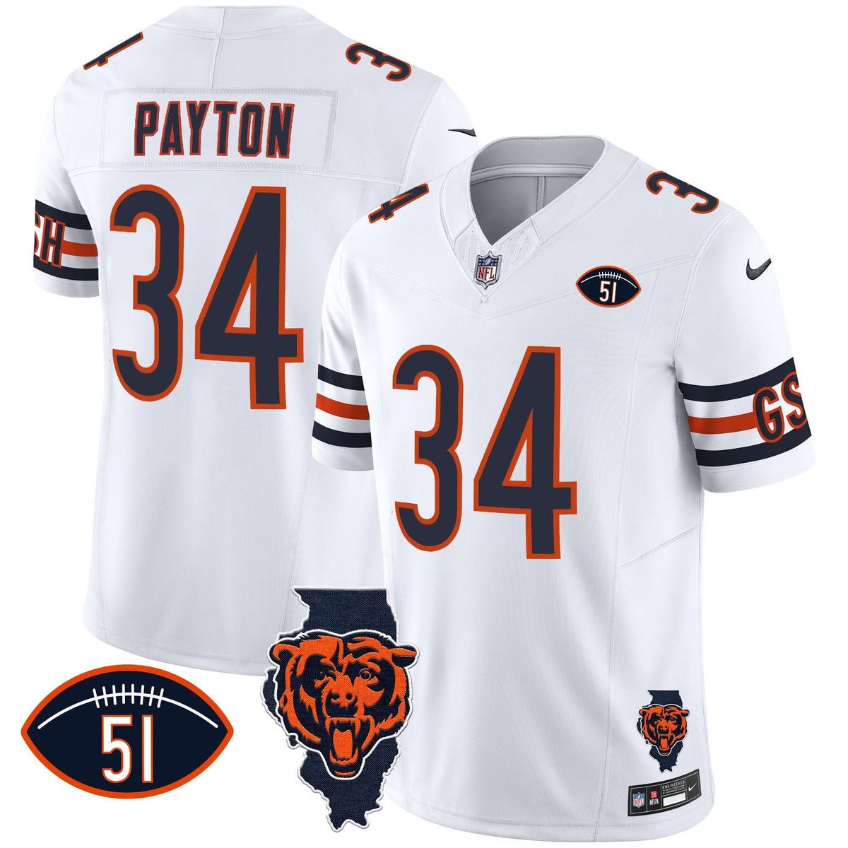 Bears Illinois Patch Vapor Jersey - All Stitched - image 20
