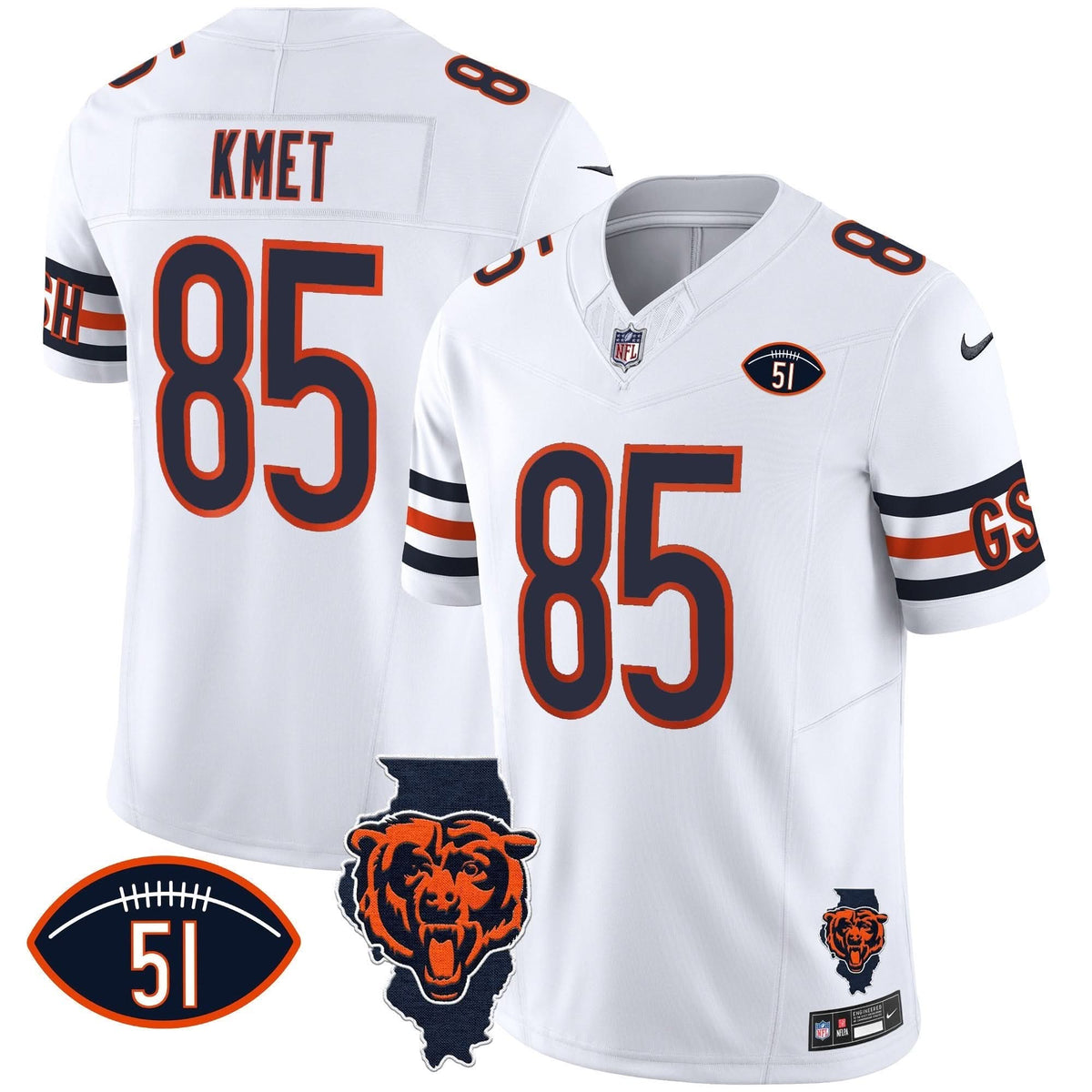 Bears Illinois Patch Vapor Jersey - All Stitched - image 21