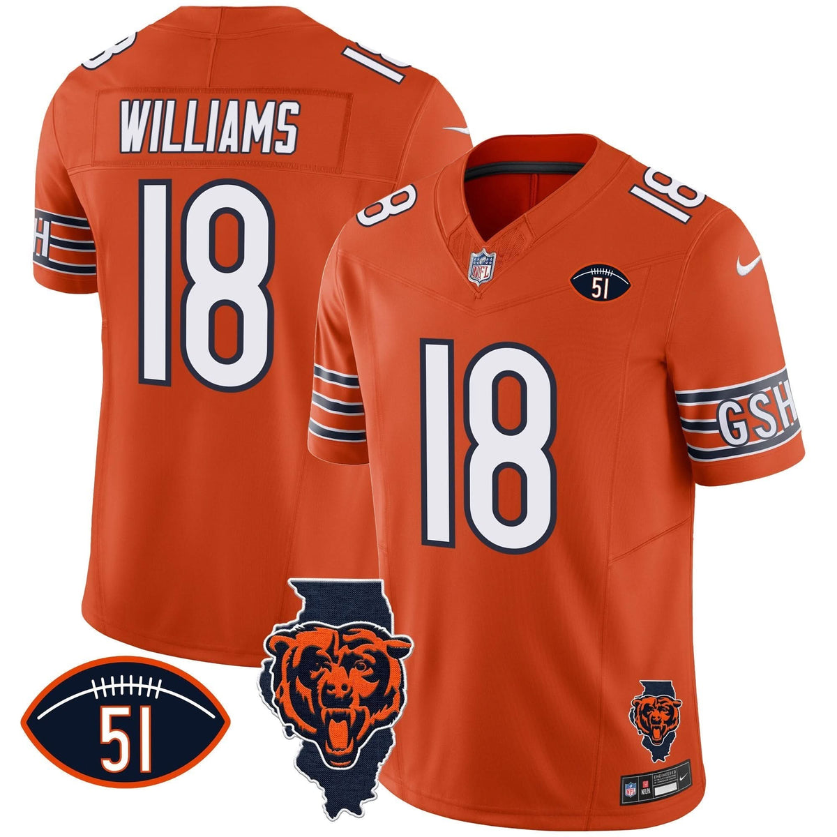 Bears Illinois Patch Vapor Jersey - All Stitched - image 22