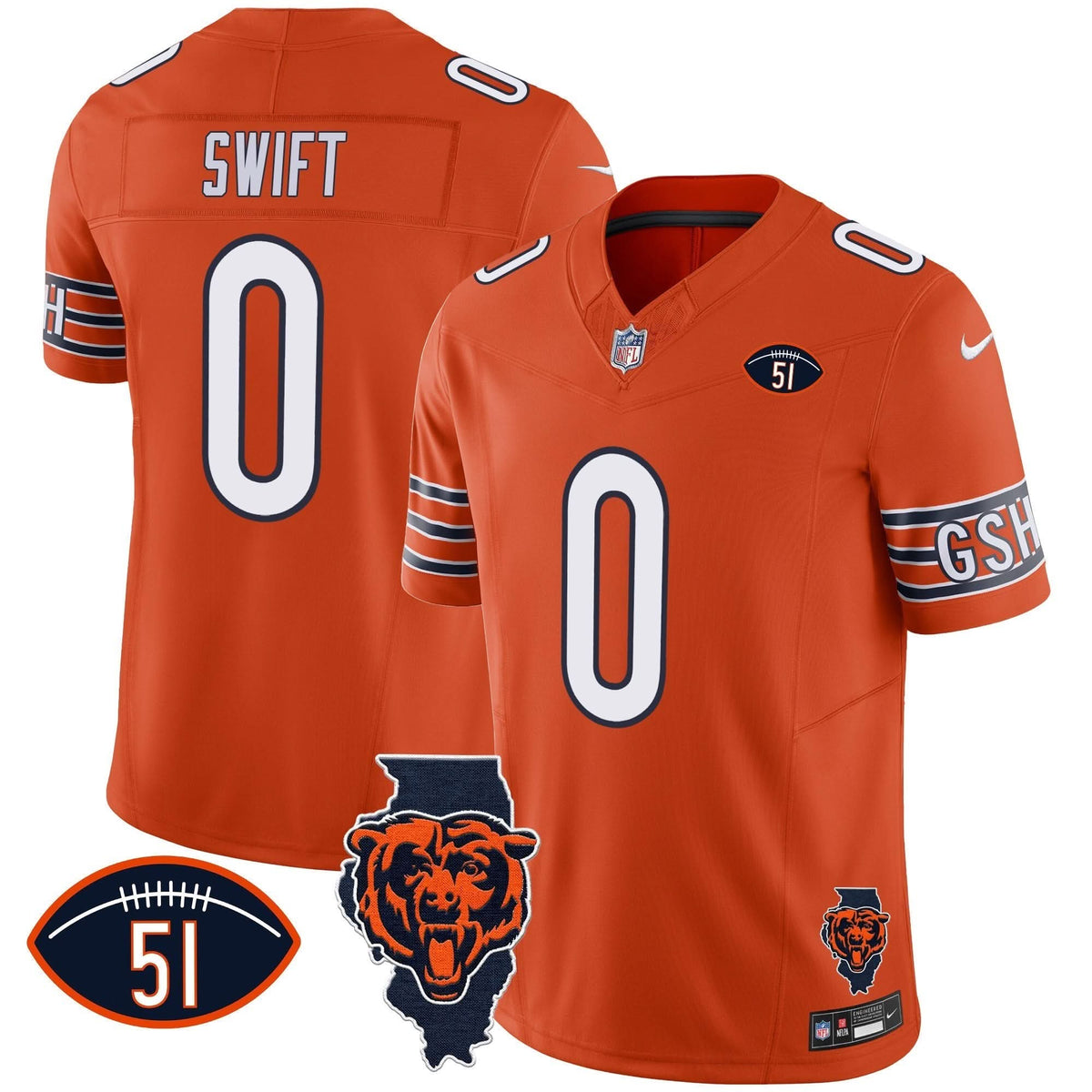 Bears Illinois Patch Vapor Jersey - All Stitched - image 23