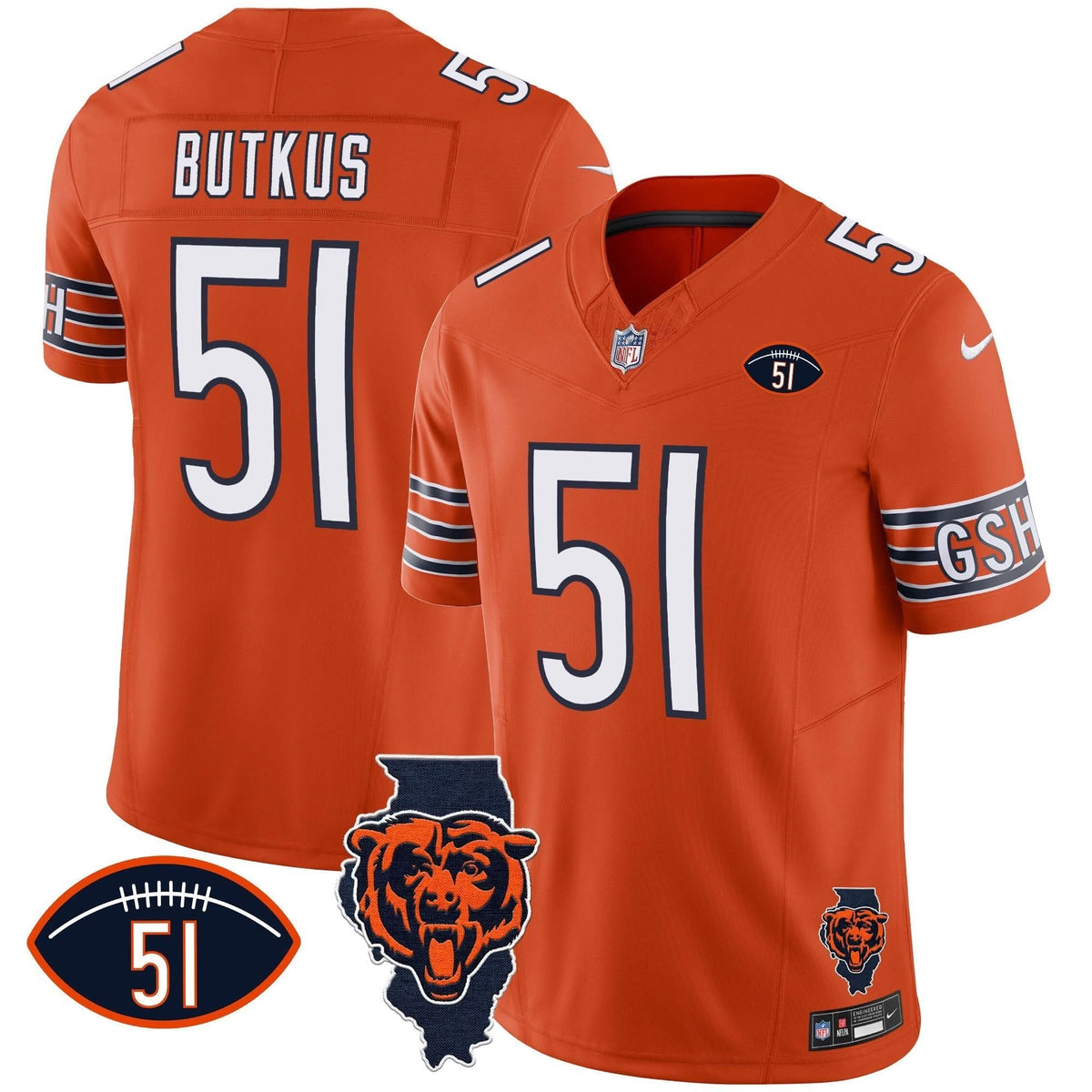 Bears Illinois Patch Vapor Jersey - All Stitched - image 24