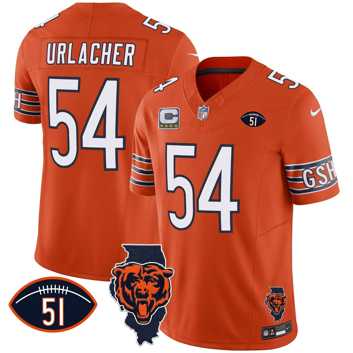 Bears Illinois Patch Vapor Jersey - All Stitched - image 25
