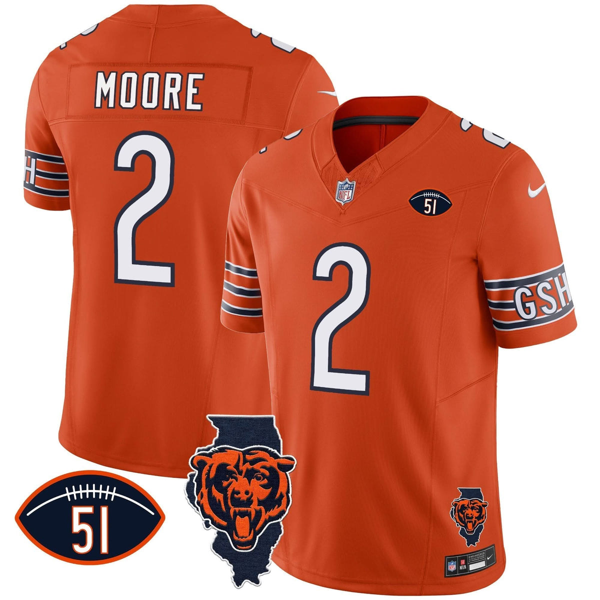 Bears Illinois Patch Vapor Jersey - All Stitched - image 26