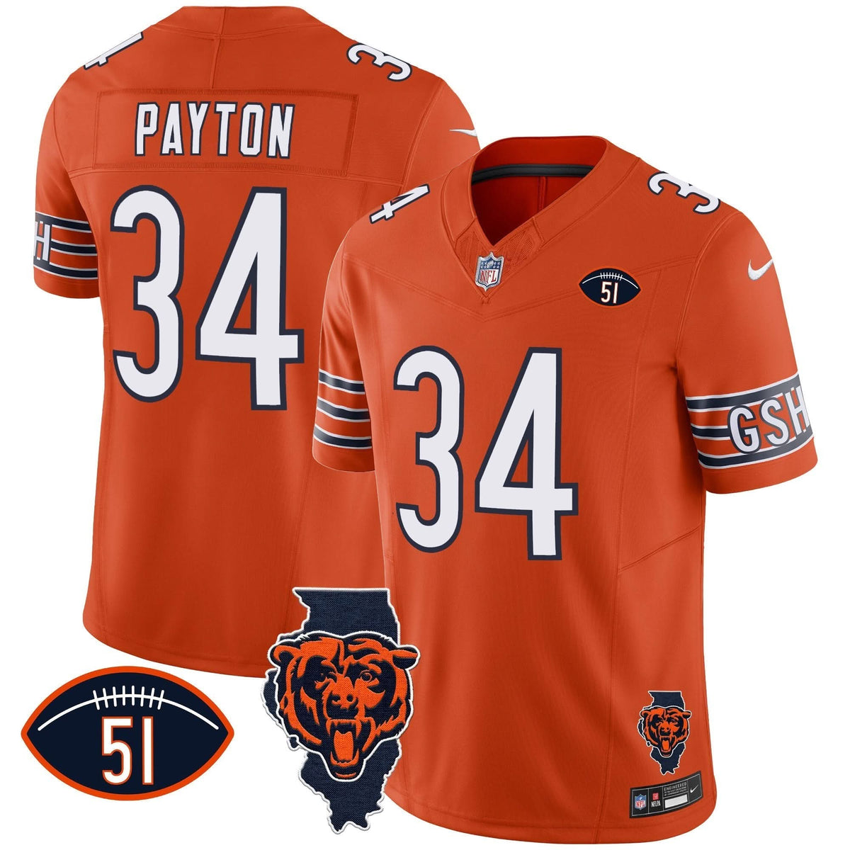 Bears Illinois Patch Vapor Jersey - All Stitched - image 27