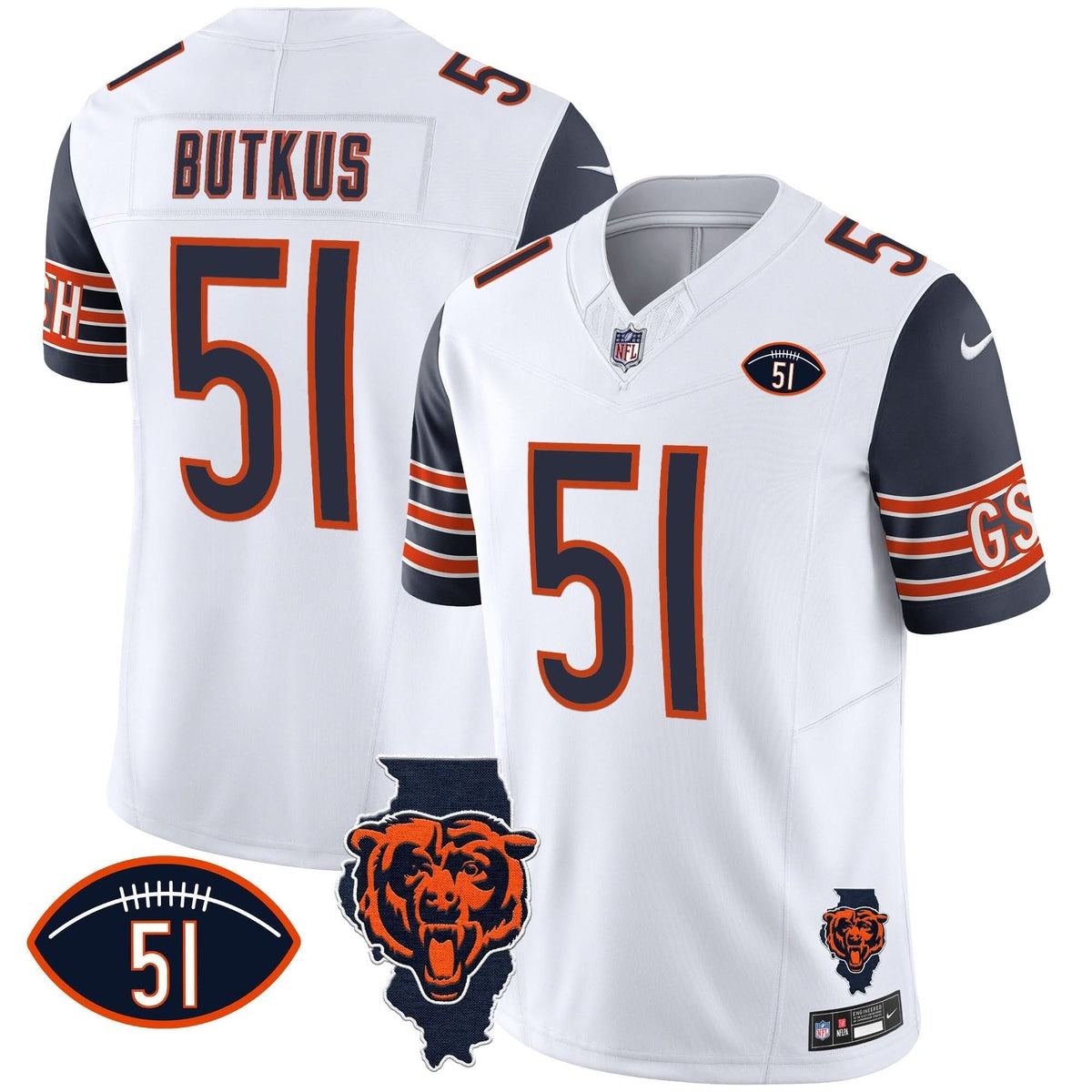 Bears Illinois Patch Vapor Jersey - All Stitched - image 31