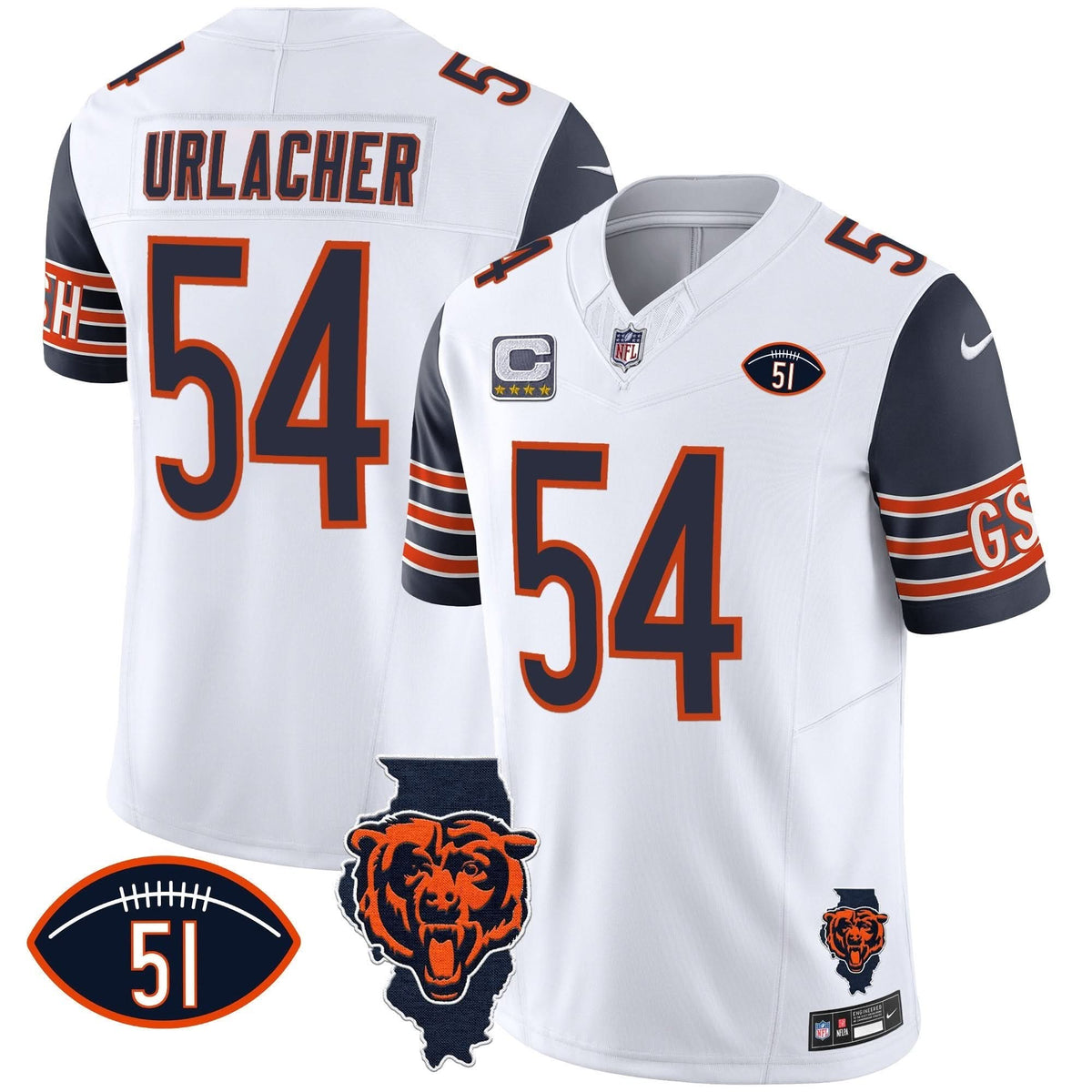 Bears Illinois Patch Vapor Jersey - All Stitched - image 32
