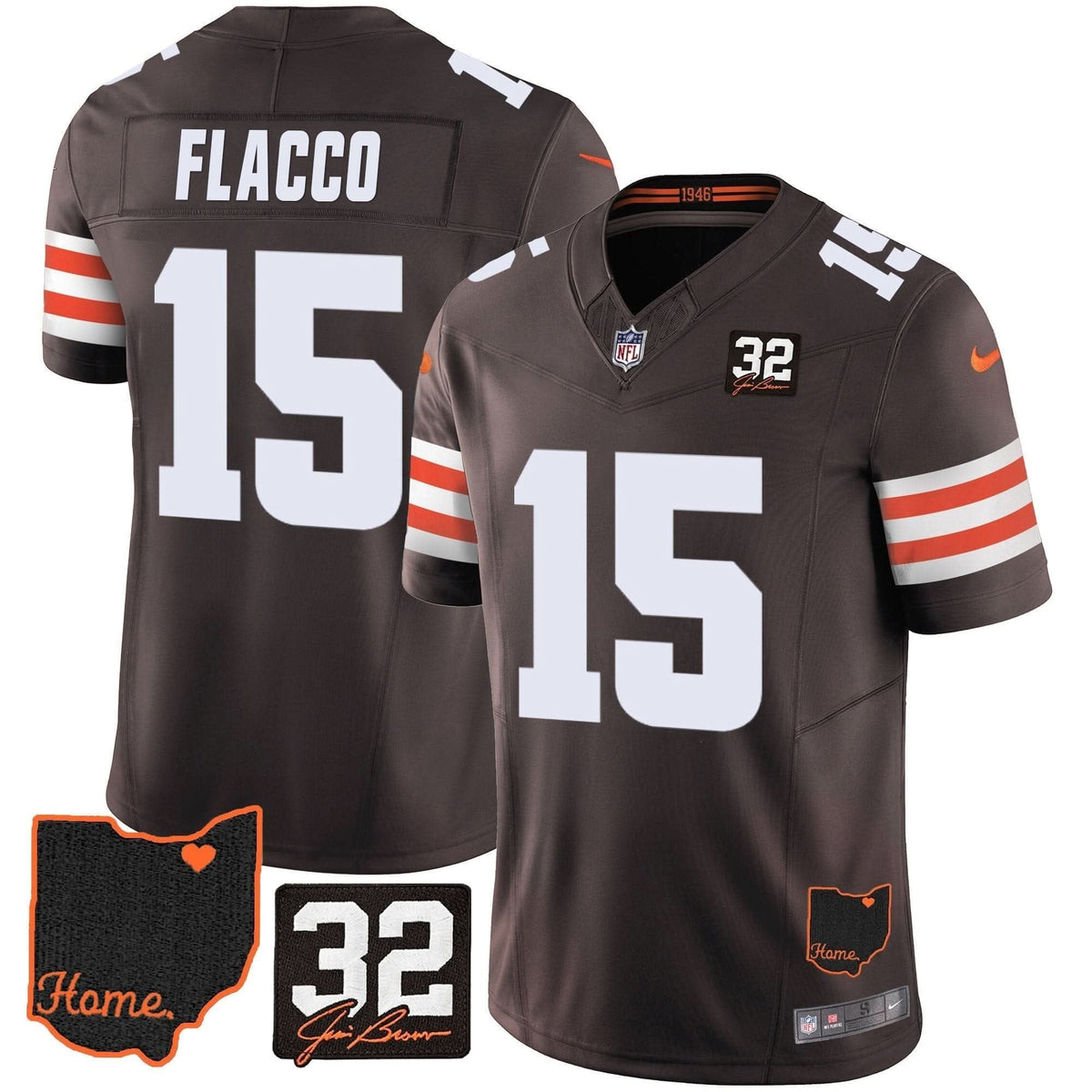 Joe Flacco Browns Vapor Jersey - All Stitched - image 2