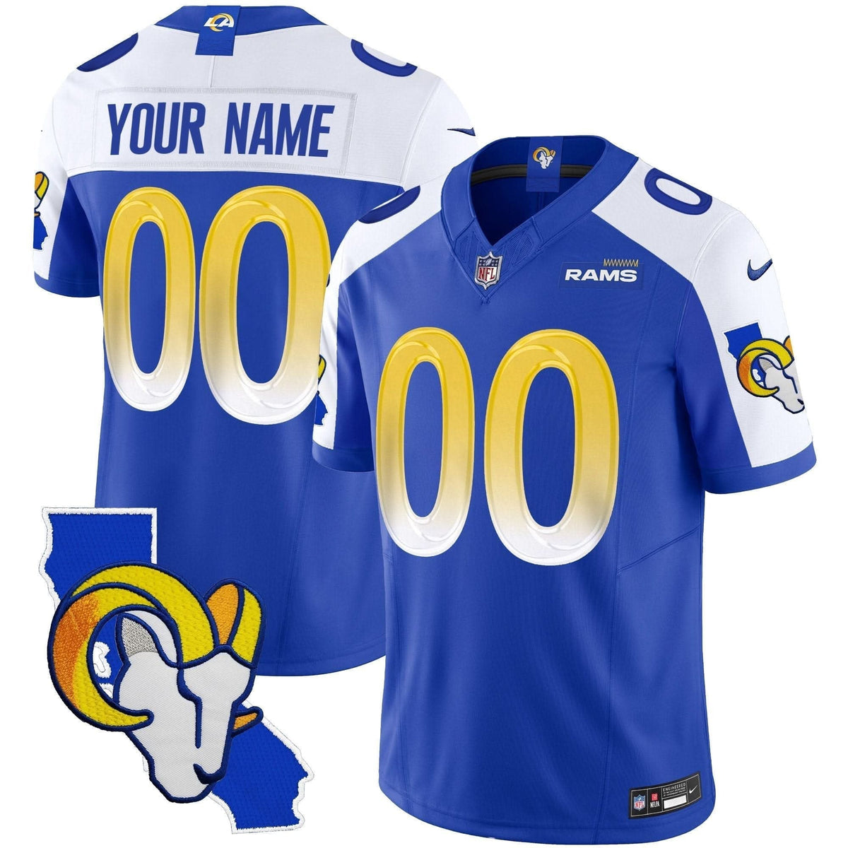 Rams California Patch Vapor Limited Custom Jersey - All Stitched - image 2