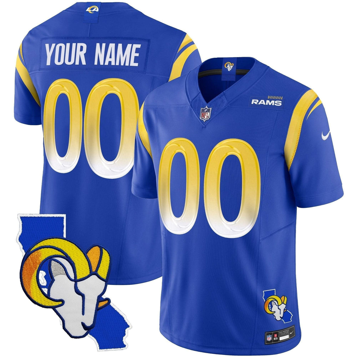 Rams California Patch Vapor Limited Custom Jersey - All Stitched - image 3