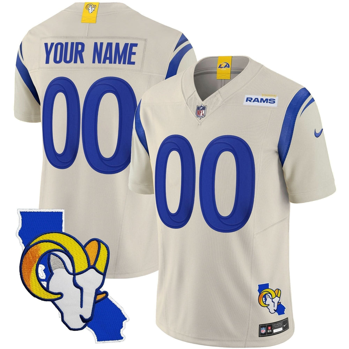 Rams California Patch Vapor Limited Custom Jersey - All Stitched - image 5