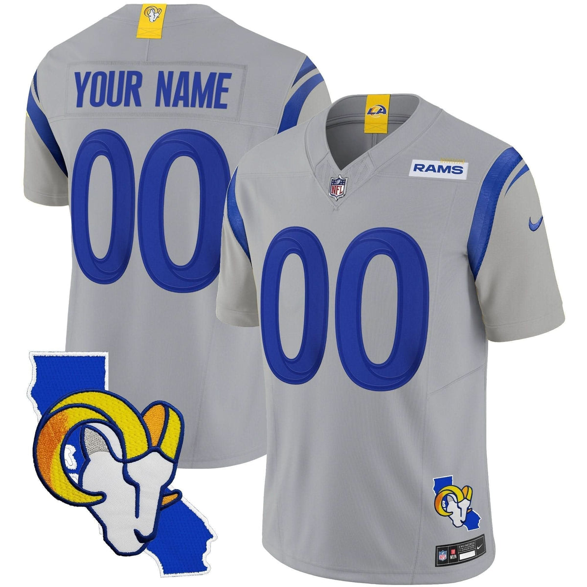 Rams California Patch Vapor Limited Custom Jersey - All Stitched - image 6