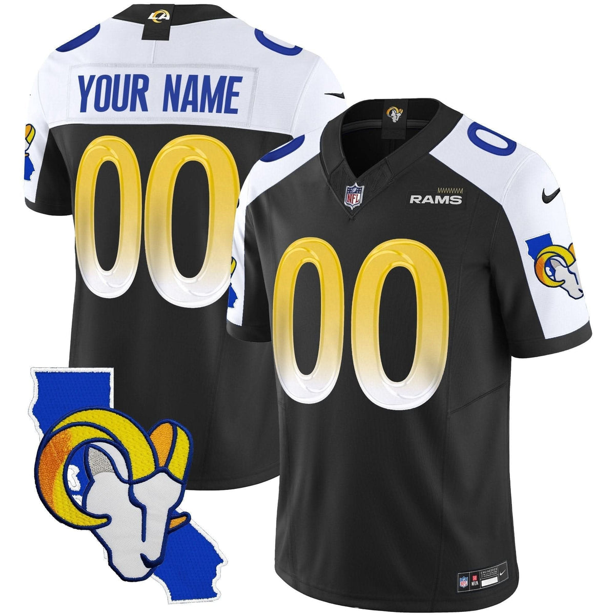Rams California Patch Vapor Limited Custom Jersey - All Stitched - image 1