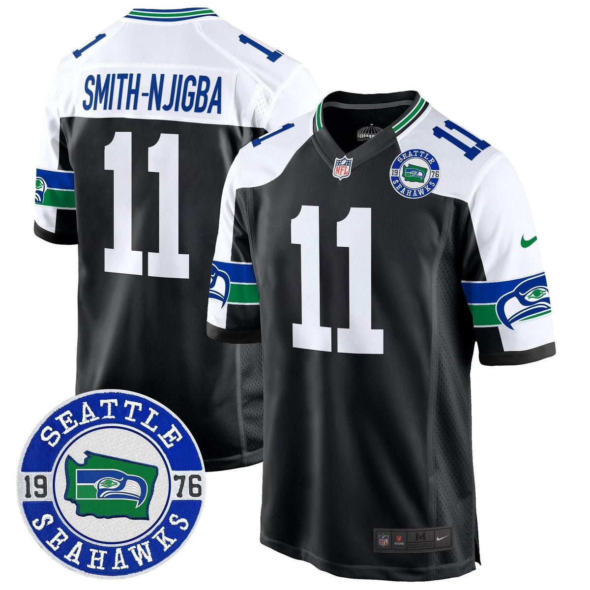 Seahawks Throwback Est. 1976 Patch Game Jersey - All Stitched - image 2