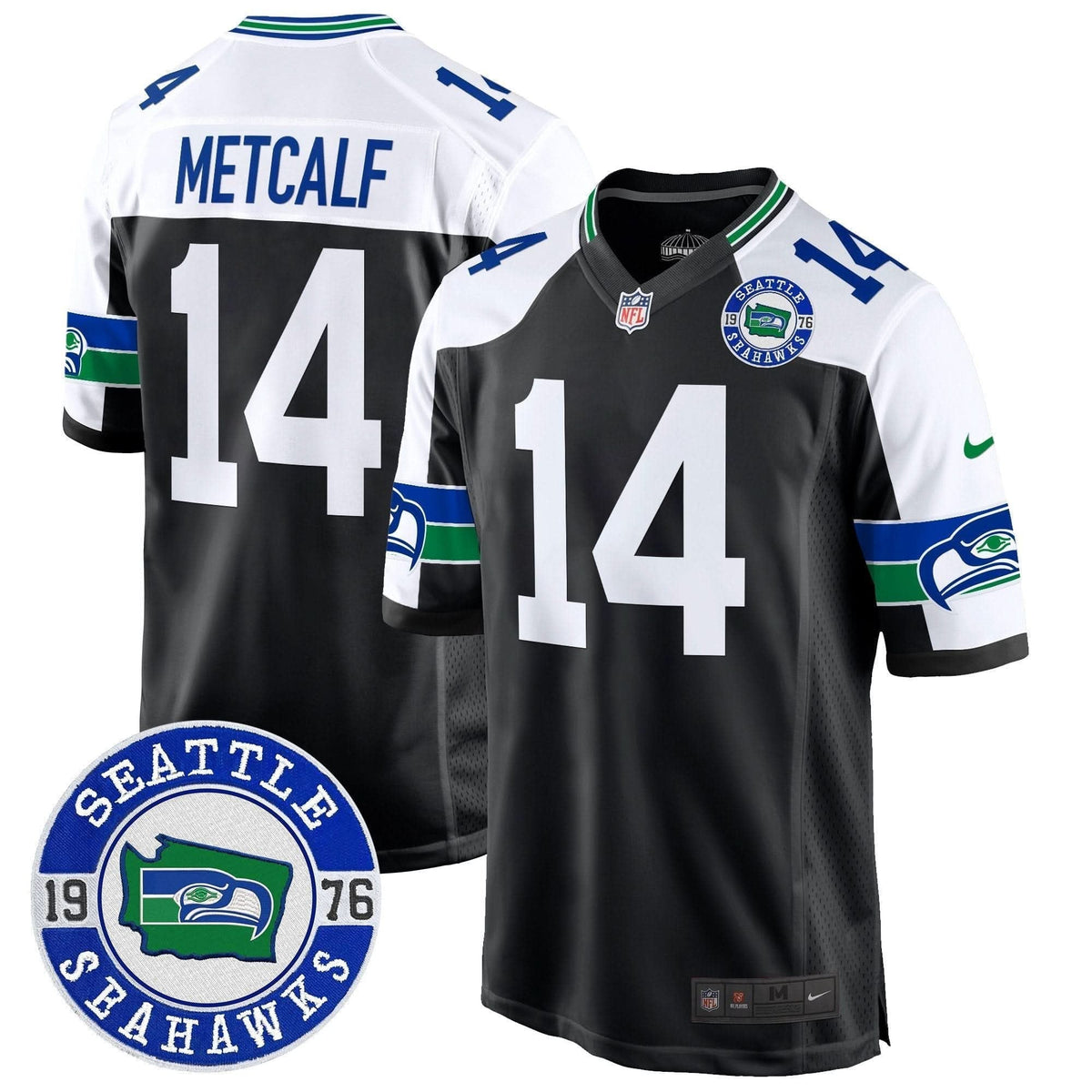 Seahawks Throwback Est. 1976 Patch Game Jersey - All Stitched - image 5
