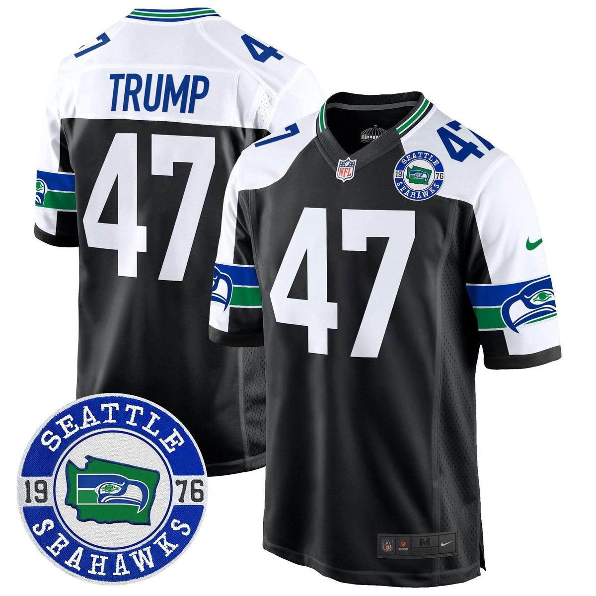 Seahawks Throwback Est. 1976 Patch Game Jersey - All Stitched - image 9