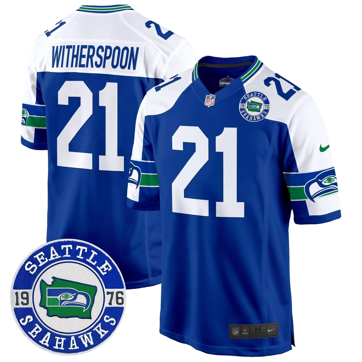 Seahawks Throwback Est. 1976 Patch Game Jersey - All Stitched - image 12