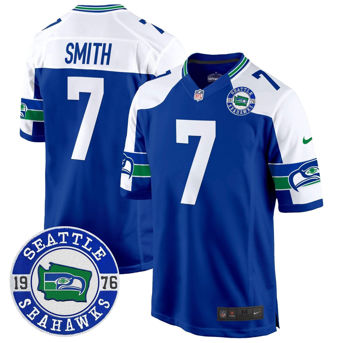 Seahawks Throwback Est. 1976 Patch Game Jersey - All Stitched - image 13