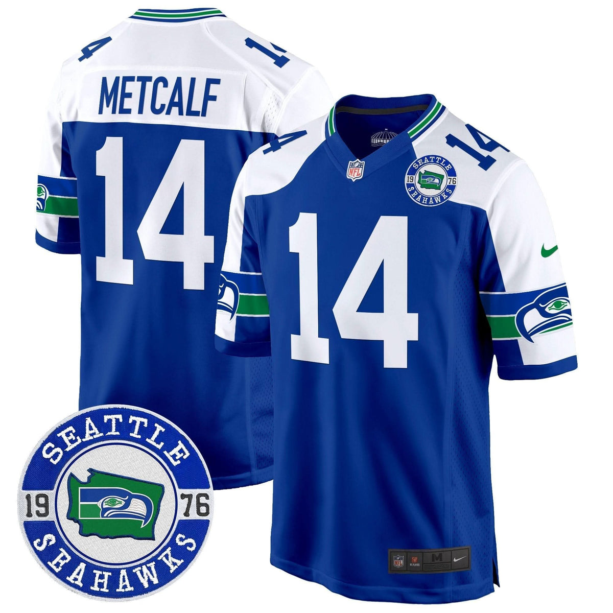 Seahawks Throwback Est. 1976 Patch Game Jersey - All Stitched - image 14