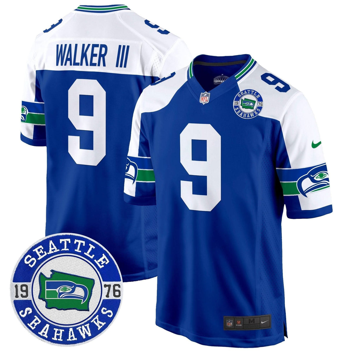 Seahawks Throwback Est. 1976 Patch Game Jersey - All Stitched - image 15