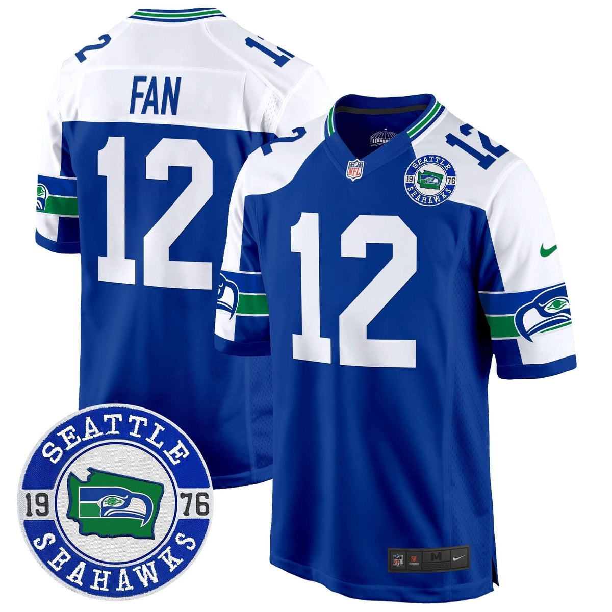 Seahawks Throwback Est. 1976 Patch Game Jersey - All Stitched - image 17