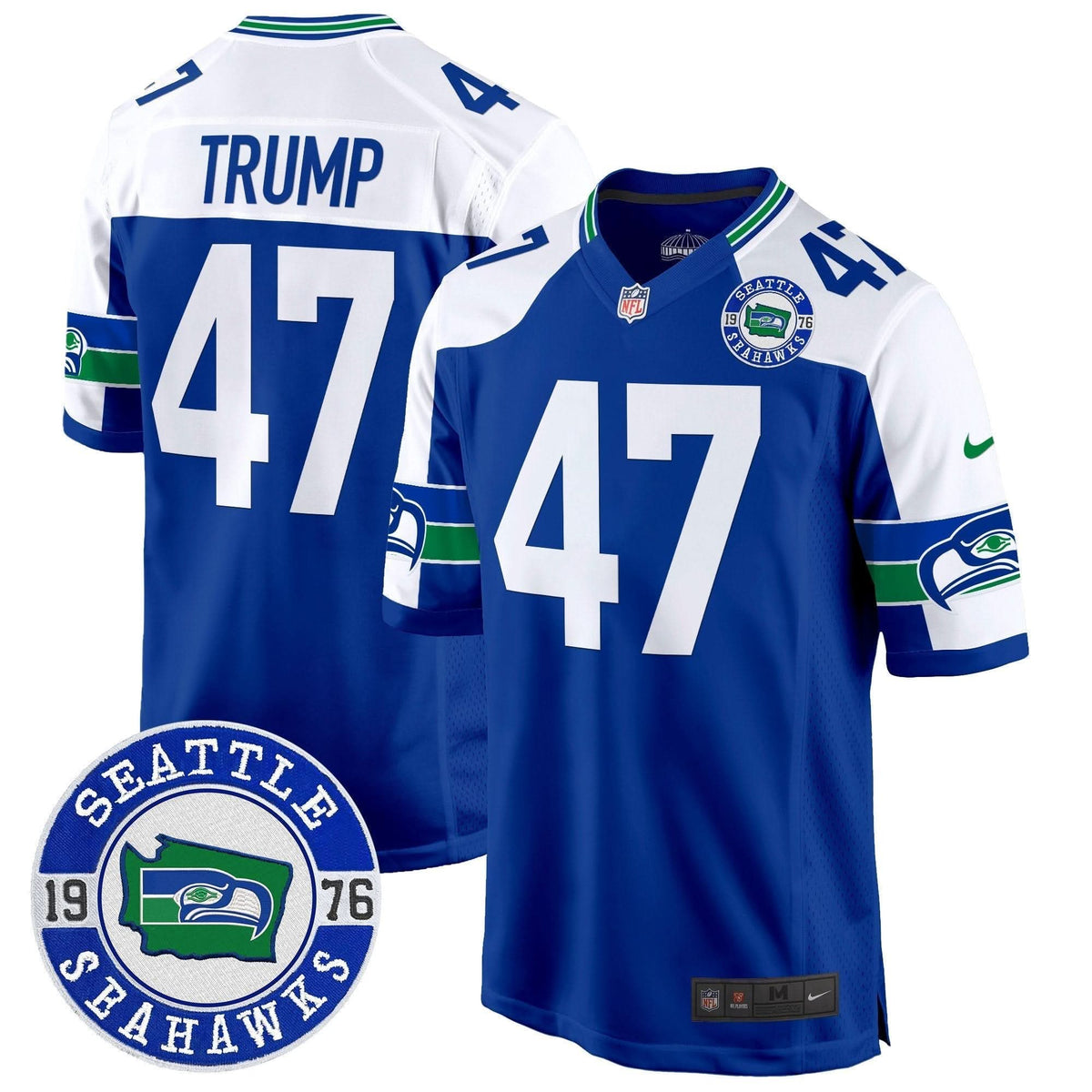 Seahawks Throwback Est. 1976 Patch Game Jersey - All Stitched - image 18