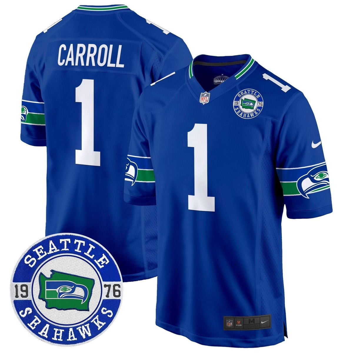 Seahawks Throwback Est. 1976 Patch Game Jersey - All Stitched - image 19