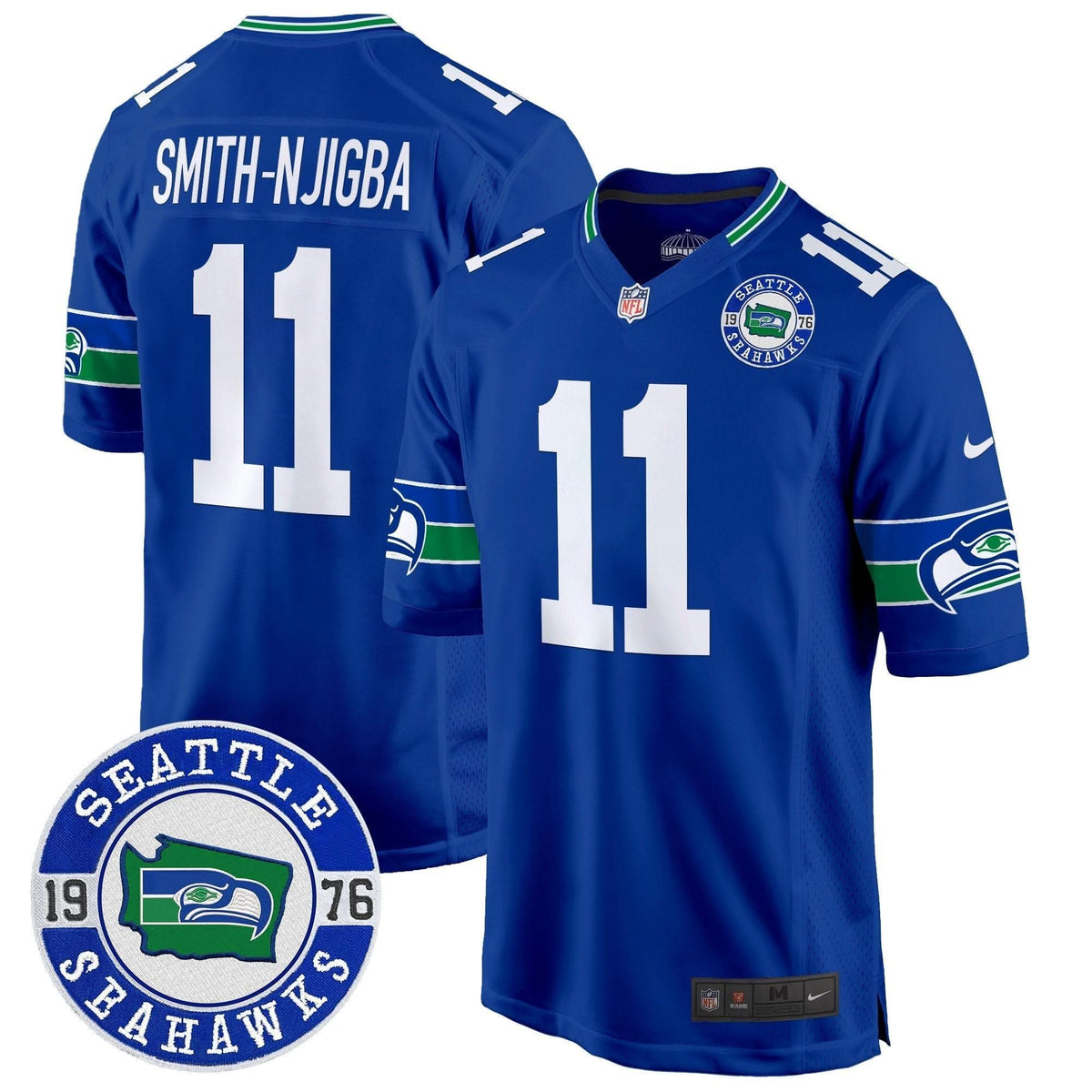 Seahawks Throwback Est. 1976 Patch Game Jersey - All Stitched - image 20