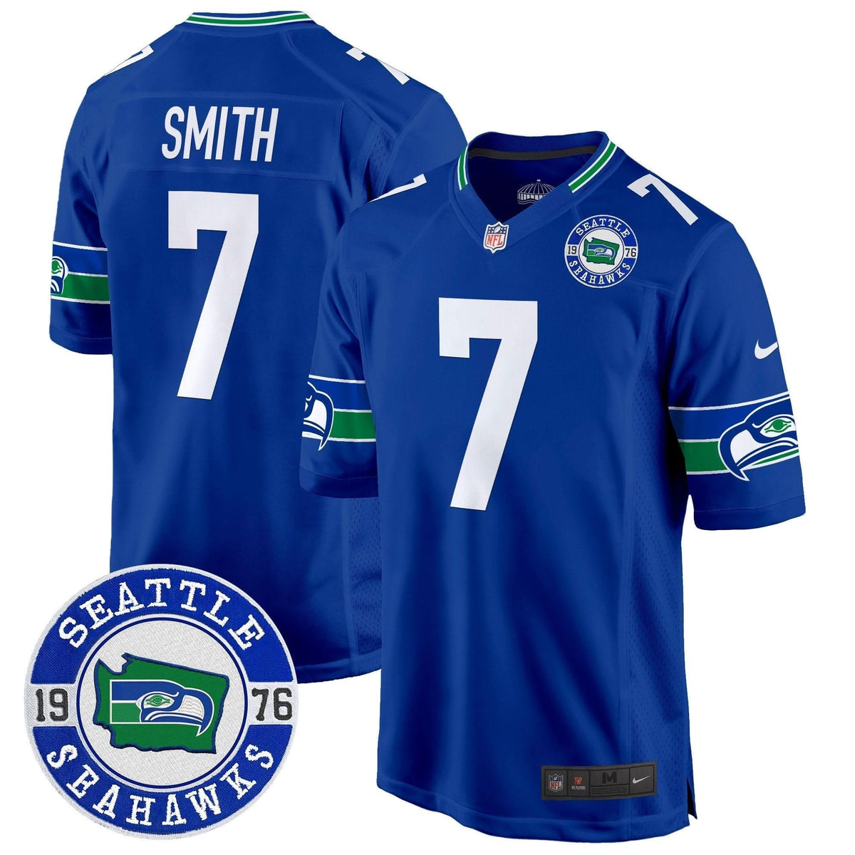 Seahawks Throwback Est. 1976 Patch Game Jersey - All Stitched - image 22