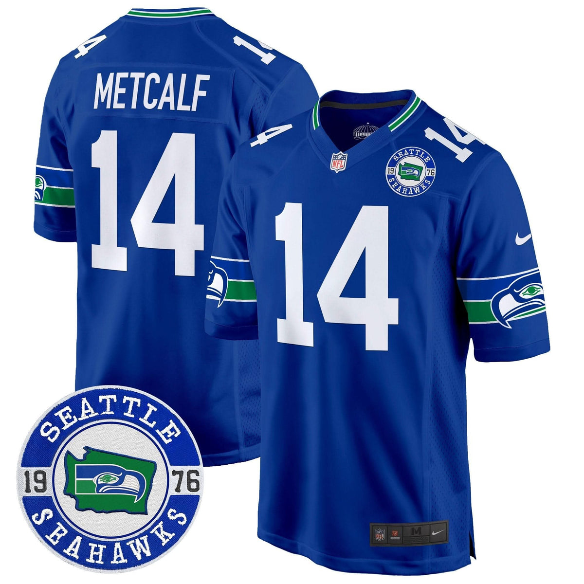 Seahawks Throwback Est. 1976 Patch Game Jersey - All Stitched - image 23