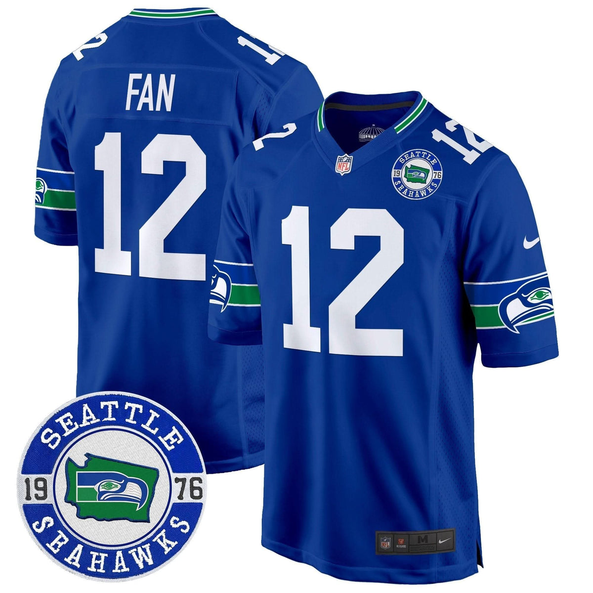 Seahawks Throwback Est. 1976 Patch Game Jersey - All Stitched - image 26