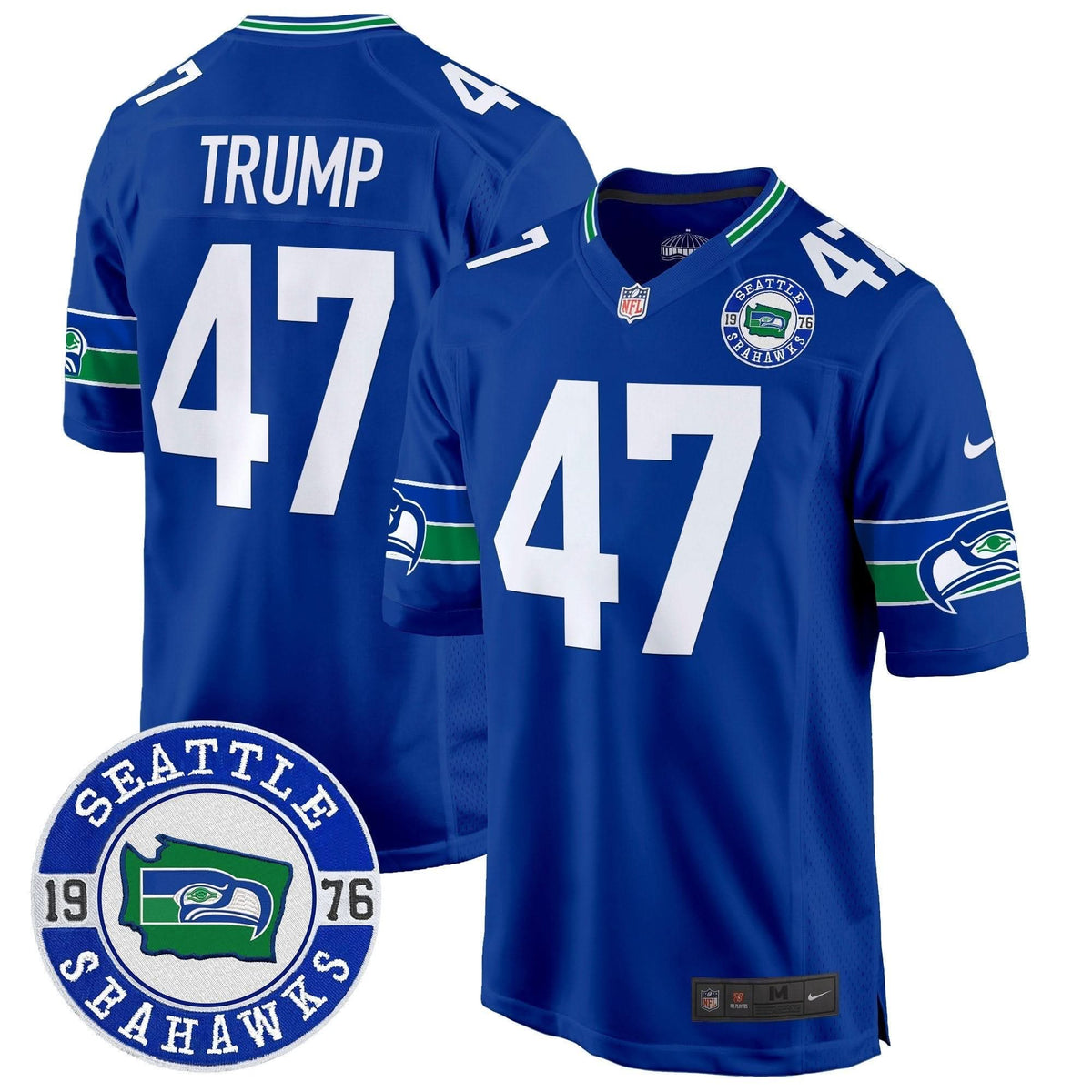 Seahawks Throwback Est. 1976 Patch Game Jersey - All Stitched - image 27