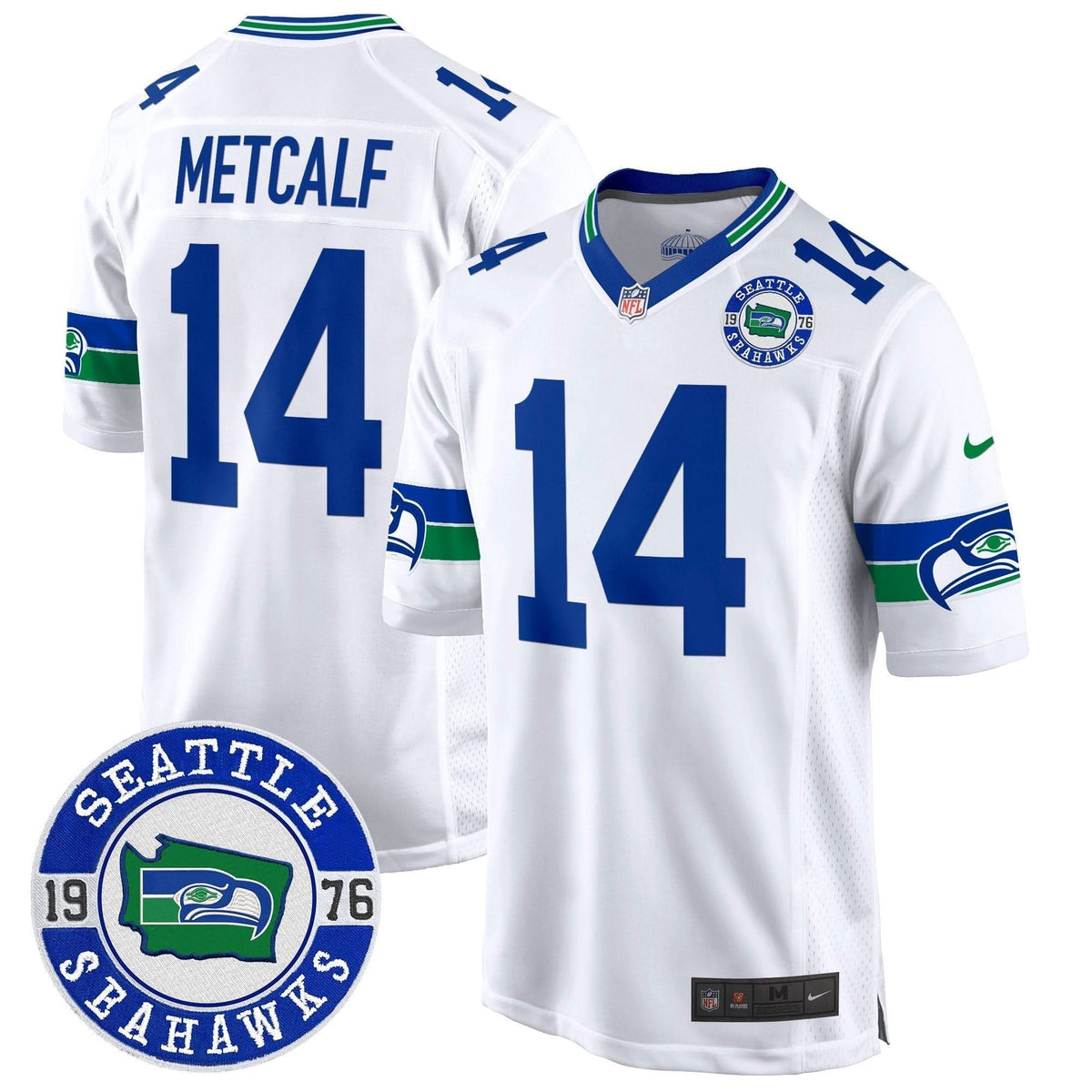 Seahawks Throwback Est. 1976 Patch Game Jersey - All Stitched - image 32