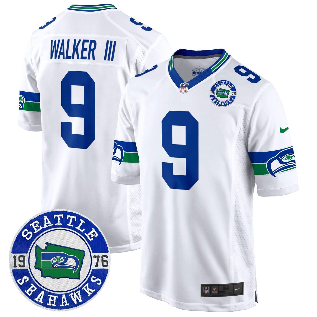 Seahawks Throwback Est. 1976 Patch Game Jersey - All Stitched - image 33