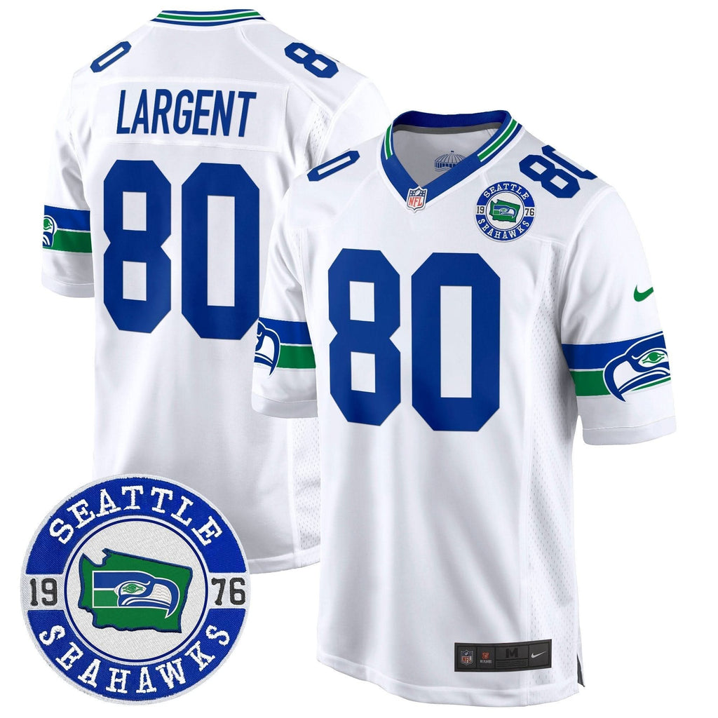 Seahawks Throwback Est. 1976 Patch Game Jersey - All Stitched - image 34