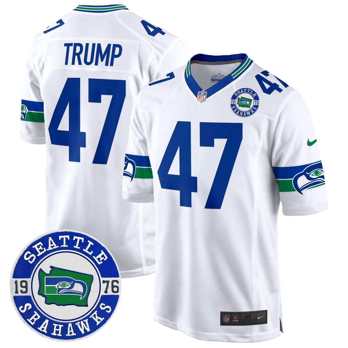 Seahawks Throwback Est. 1976 Patch Game Jersey - All Stitched - image 36