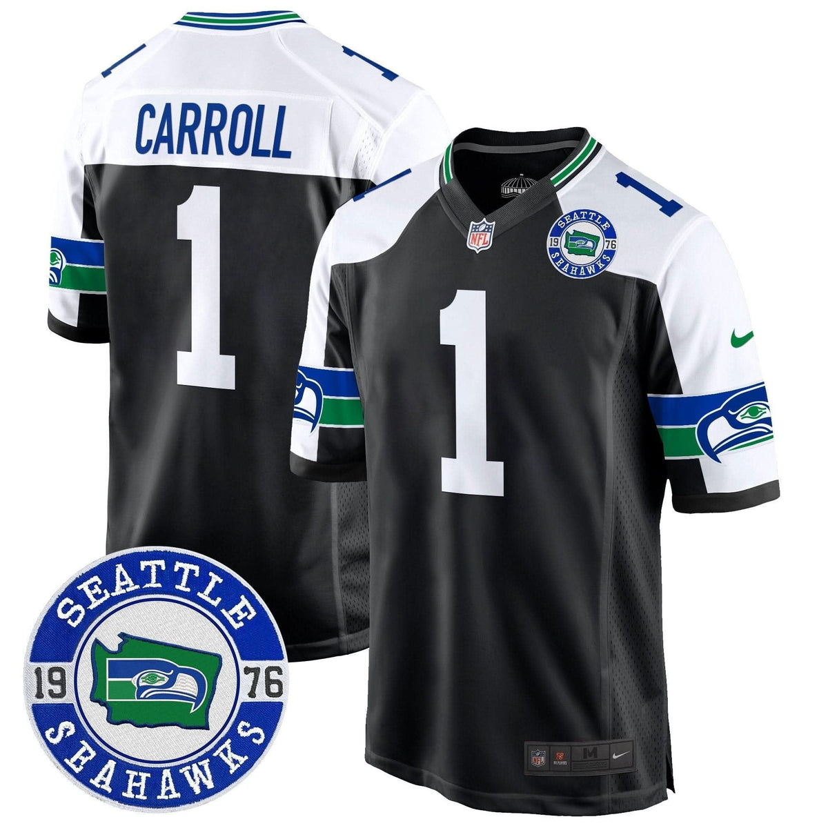 Seahawks Throwback Est. 1976 Patch Game Jersey - All Stitched - image 1