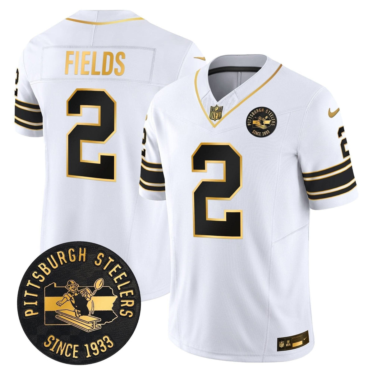 Pittsburgh Steelers Throwback 1933 Patch Gold Vapor Limited Jersey - All Stitched - image 11