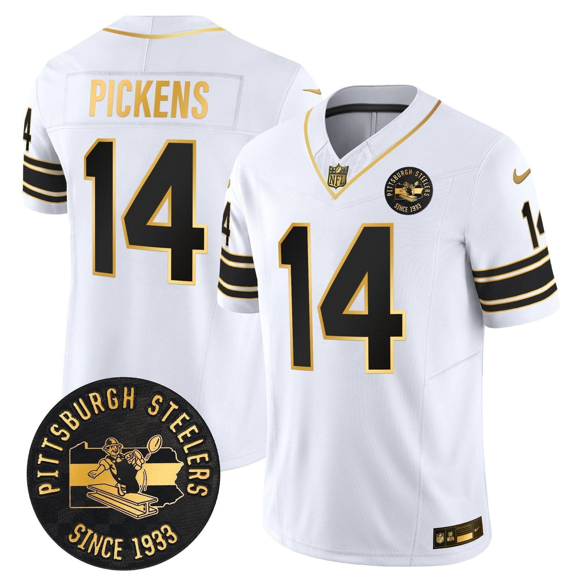 Pittsburgh Steelers Throwback 1933 Patch Gold Vapor Limited Jersey - All Stitched - image 13