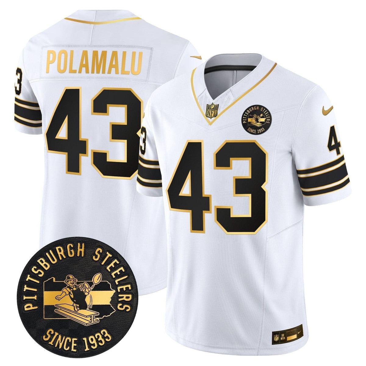 Pittsburgh Steelers Throwback 1933 Patch Gold Vapor Limited Jersey - All Stitched - image 15