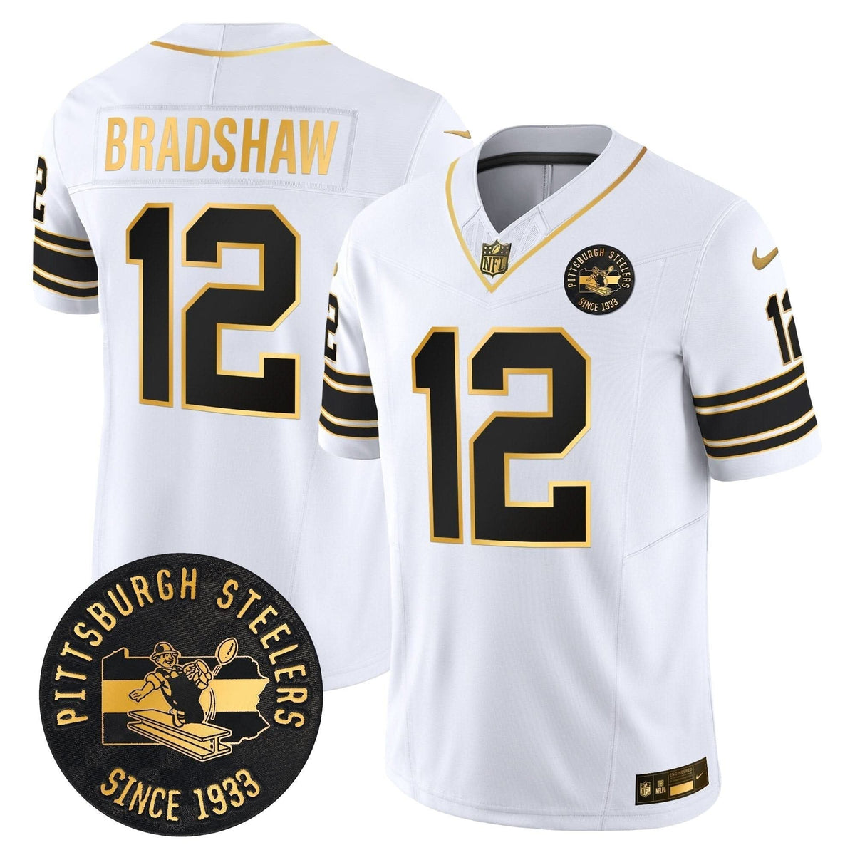 Pittsburgh Steelers Throwback 1933 Patch Gold Vapor Limited Jersey - All Stitched - image 16