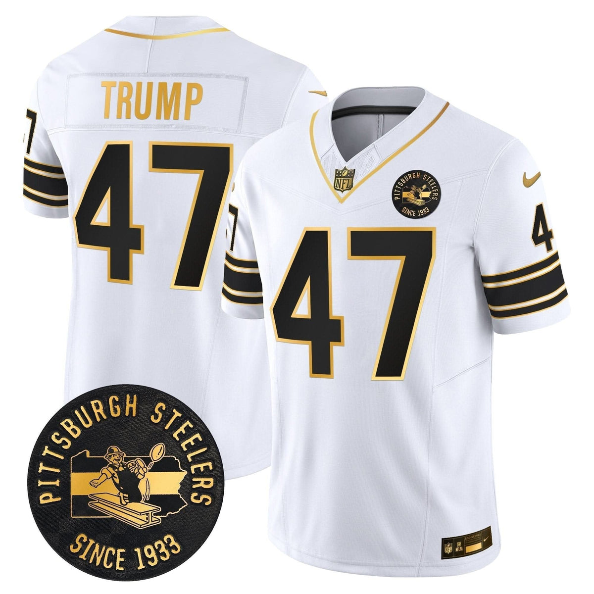 Pittsburgh Steelers Throwback 1933 Patch Gold Vapor Limited Jersey - All Stitched - image 20