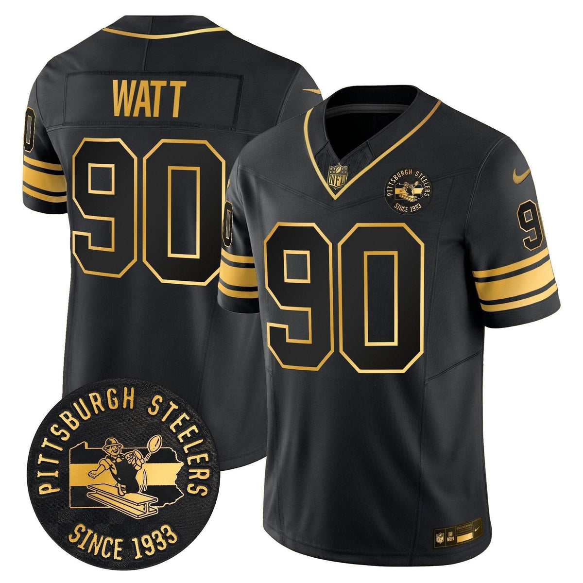 Pittsburgh Steelers Throwback 1933 Patch Gold Vapor Limited Jersey - All Stitched - image 22