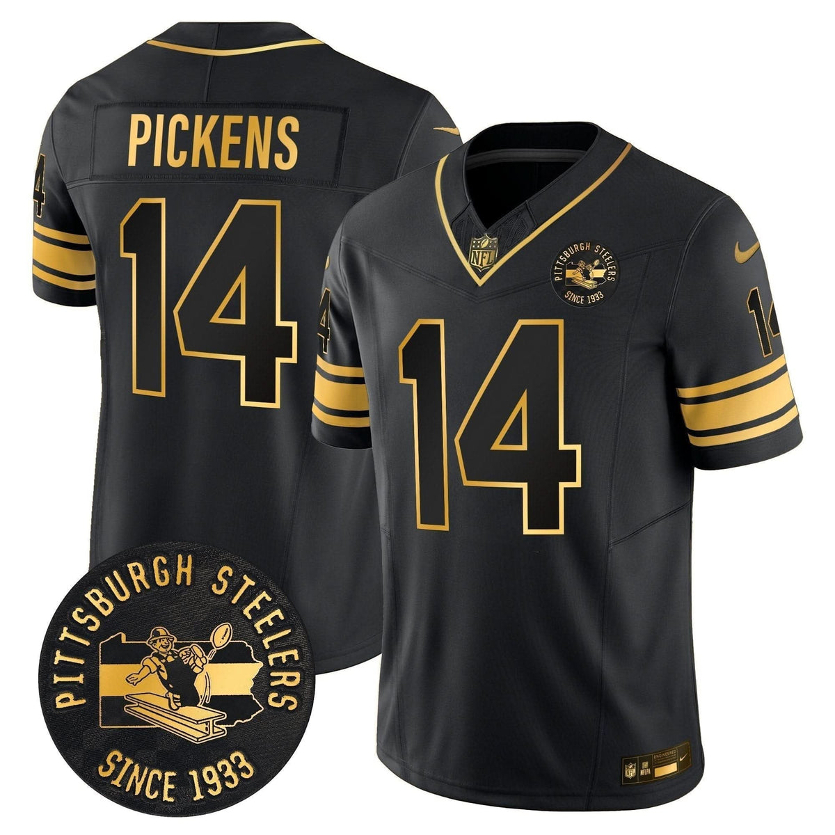 Pittsburgh Steelers Throwback 1933 Patch Gold Vapor Limited Jersey - All Stitched - image 23